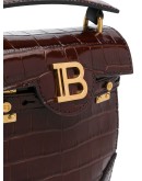 crocodile effect leather bucket bag