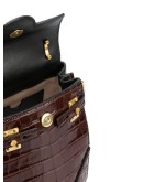 crocodile effect leather bucket bag