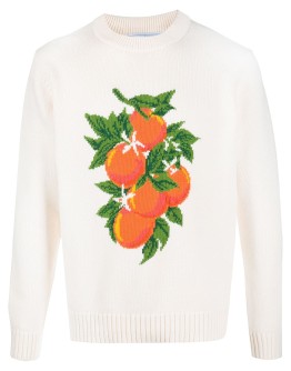   orange intarsia knit jumper  