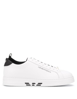 logo-print leather sneakers