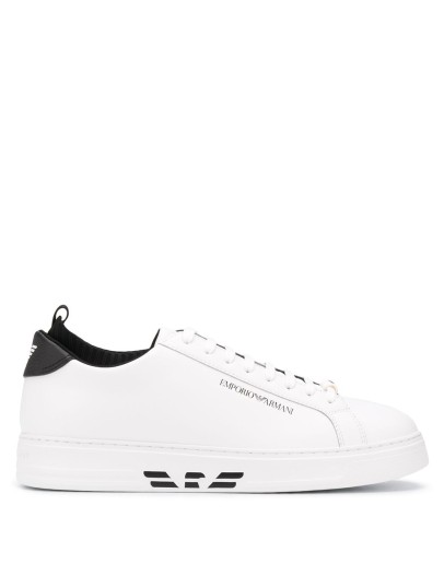 logo-print leather sneakers