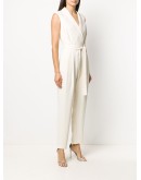 belted V-neck jumpsuit