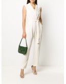 belted V-neck jumpsuit