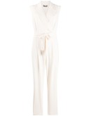 belted V-neck jumpsuit