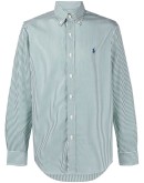 logo embroidered striped shirt