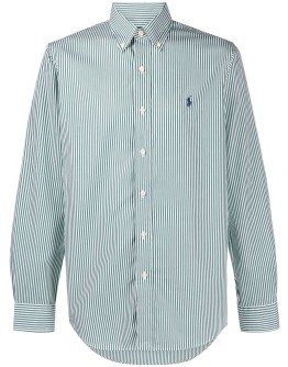 logo embroidered striped shirt