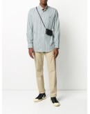 logo embroidered striped shirt