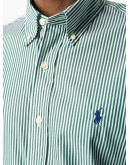 logo embroidered striped shirt