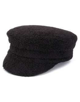 faux-shearling baker boy hat