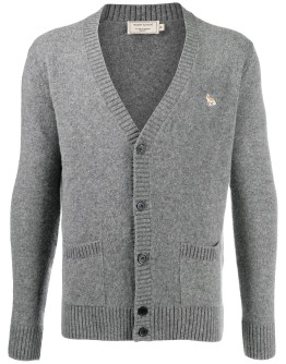 embroidered logo cardigan