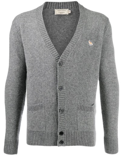 embroidered logo cardigan