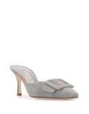 buckle-detail suede mules