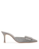buckle-detail suede mules