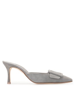 buckle-detail suede mules