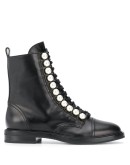 biker faux pearl-embellished boots