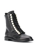 biker faux pearl-embellished boots