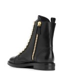 biker faux pearl-embellished boots