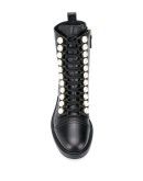 biker faux pearl-embellished boots