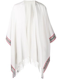 logo-tape fringed poncho