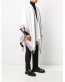 logo-tape fringed poncho