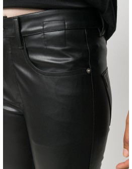 high-waisted flared trousers
