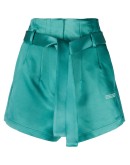 slogan print satin shorts