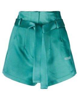 slogan print satin shorts