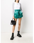slogan print satin shorts
