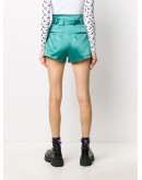 slogan print satin shorts