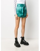 slogan print satin shorts