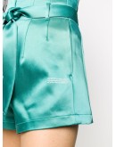 slogan print satin shorts