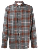slogan print checkered shirt