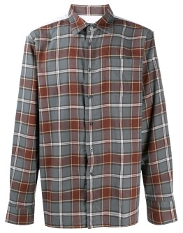slogan print checkered shirt
