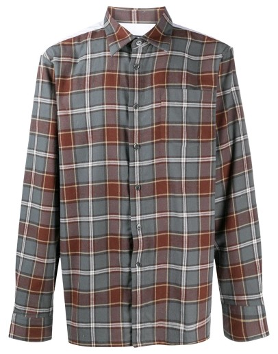 slogan print checkered shirt