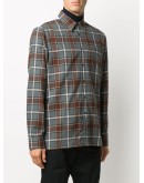 slogan print checkered shirt