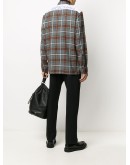 slogan print checkered shirt