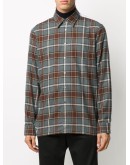 slogan print checkered shirt