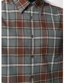 slogan print checkered shirt