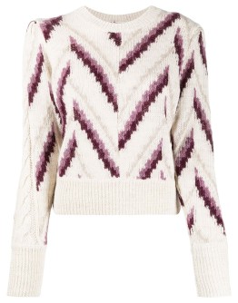 round neck geometric knit jumper