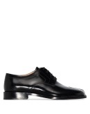 black Tabi leather derby shoes
