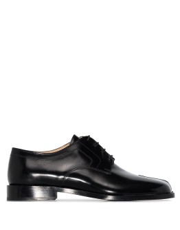 black Tabi leather derby shoes