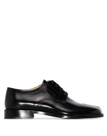 black Tabi leather derby shoes