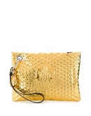 logo embossed clutch