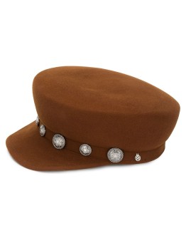 button-embellished cap
