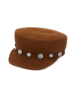 button-embellished cap