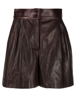 pleated leather shorts