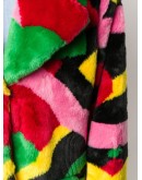 abstract-print faux fur coat