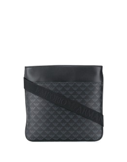 monogram print leather messenger bag