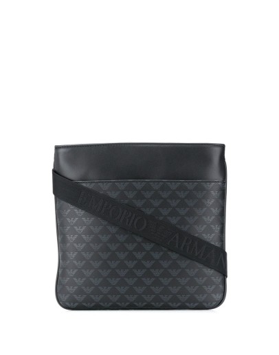 monogram print leather messenger bag