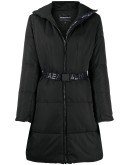 padded belted coat 
